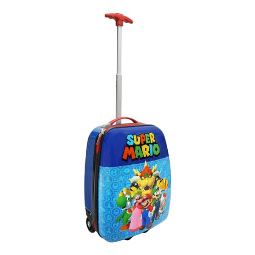 Bioworld Super Mario 16.5-Inch ABS Youth Carry-on Luggage with Trolley Handle for Toddler