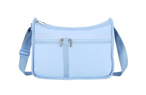 LeSportsac Blue Iris Deluxe Everyday Crossbody Bag + Cosmetic Bag, Style 7507/Color R133, Fashion Trending Cool Coastal Sky French Blue, Tranquil New Neutral, Subtle Sheen, Recycled Collection