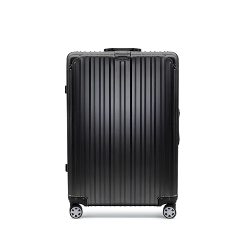 Gabbiano All-Aluminum Luggage Set, 2-Piece Zipperless Suitcase (20” Carry-On + 30” Large) – Aluminum-Magnesium Hardside Spinner with TSA Latch Locks, 22x14x9 (Black, Large 30")