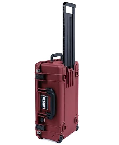 Oxblood Pelican 1535 Air case, with Black Handles & latches. Comes Empty & with Wheels.