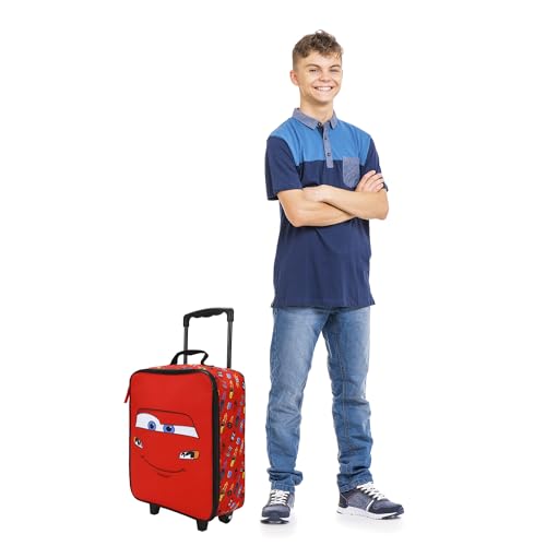 Bioworld Cars Lightning McQueen Kids' 4-Piece Travel Set With Suitcase, Duffle Bag, Toiletries Case, and Luggage Tag