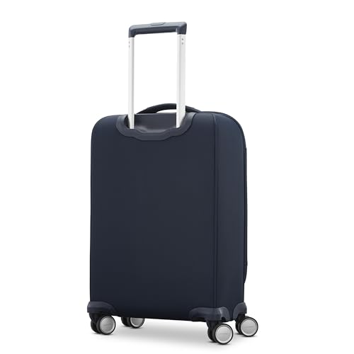 Samsonite Elevation Plus Carry-On Luggage - Airline Approved Softside Suitcase - 360 Spinner Wheels - Integrated ID Tag - Quick-Access Stash Pocket - Wet Pocket - AirTag™ Holder - Midnight Blue