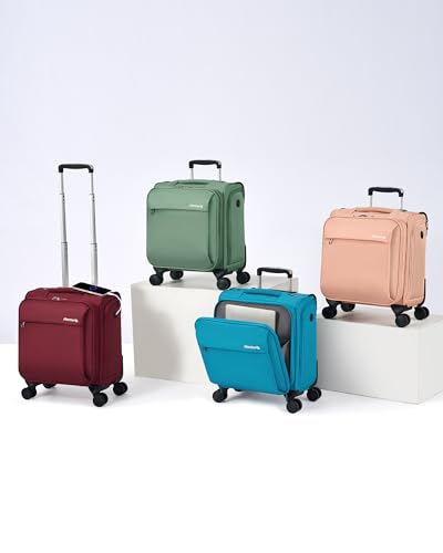 Hanke 16 Inch Underseat Carry On Luggage with Wheels Small Suitcase Softside Luggage Bags for Travel Lightweight Suitcases with Wheels Travel Luggage Personal Item for Men and Women(Pink)