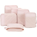 NISHEL 6 Set Packing Cubes for Travel, Luggage Organizer Bags with Shoe Bag, Lightweight, Durable Space Saver Bags Travel Essentials, Pink