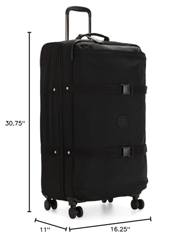 Kipling Spontaneous Softside Spinner Wheel Luggage, Integrated TSA Accepted Lock, Black Noir, Checked-Large,KI4193