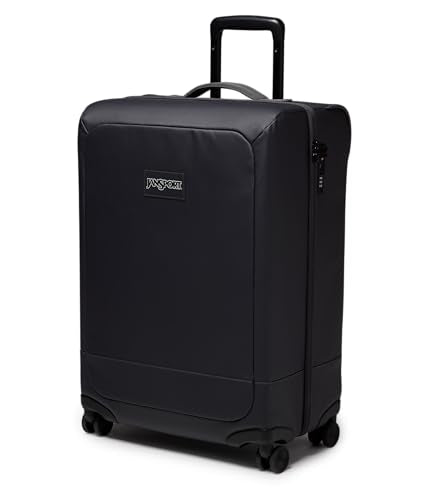 JanSport Good Latitude Checked Spinner Suitcase - 68L Water Resistant Travel Luggage - 26-inch Large Durable Lightweight Rolling Hardside Softside Bag, Smokey Grit