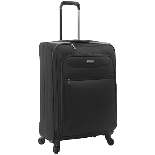 TRAVELERS CLUB Explorer 28" Suitcase Expandable Softside Spinner Check-in Luggage With 360 4 Wheel System - BLACK