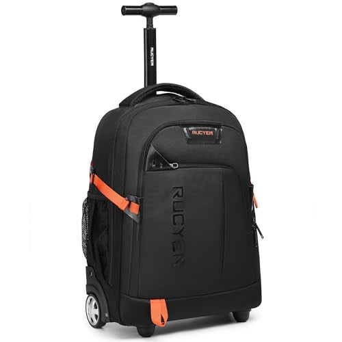 Rolling Backpack, 18 inch Laptop Travel Backpack with Wheels for Men Women, Rolling Wheeled Backpack for Business Travel