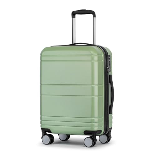 KYME Carry On Luggage 22x14x9 Airline Approved,Hardshell Carry On Suitcase With Tsa Lock,Small Suitcases with Wheels,Travel Luggage for Men Women,Expandable Carry-On 20 Inch,Lt Green