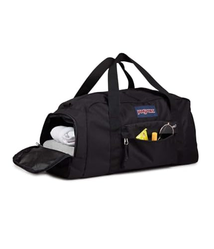 JanSport Weekender Medium Duffel - Travel or Gym Bag, Durable Weekender with Front Utility Pocket & Side Grab Handles - Black