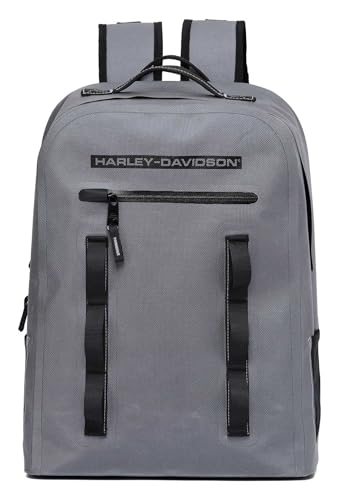 Harley-Davidson Waterproof Backpack, H-D Logo & Adjustable Straps - Silver