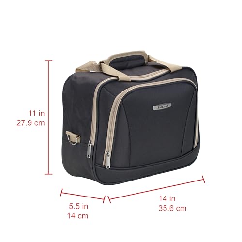 Rockland Fashion Softside Upright Luggage Set,'Expandable,Lightweight,Telescopic Handle,Wheel, Brown, 2-Piece (14/19)