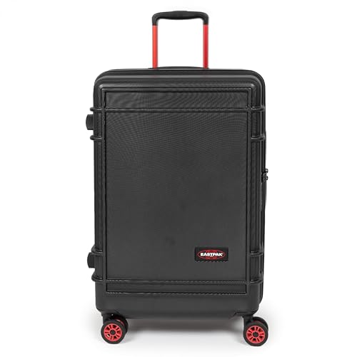 EASTPAK Resist'R Zip L – 90L Hardshell Suitcase with Dual Compartments, TSA Lock, Silent 360° Spinner Wheels & Water-Resistant Design, Black