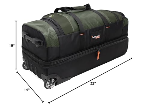 Pathfinder Gear 32 Inch Rolling Drop Bottom Duffel, Olive, One Size