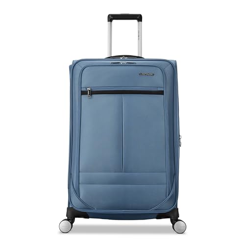 Samsonite Soft-Sided 25-Inch Lightweight Medium Checked Expandable Element Suitcase: Durable, 360° Spinner Wheels, Adjustable Telescopic Handle, 2 Front & 1 Side Pocket- Captains Blue