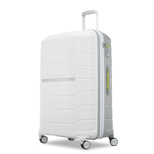 Samsonite Freeform 28-Inch Large Luggage with Dual 360° Spinner Wheels - Checked Suitcase - TSA Lock, Airline-Approved - Lightweight Durable Polypropylene Expandable Hardshell - White/Grey