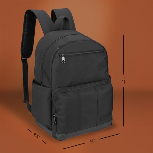 Wrangler Industry Backpack Classic Logo Water Resistant Casual Daypack with Padded Laptop Notebook Sleeve (Black)