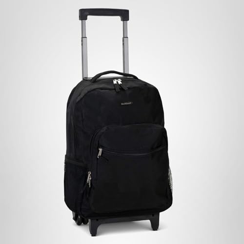 Rockland Double Handle 17" Rolling Backpack, Black