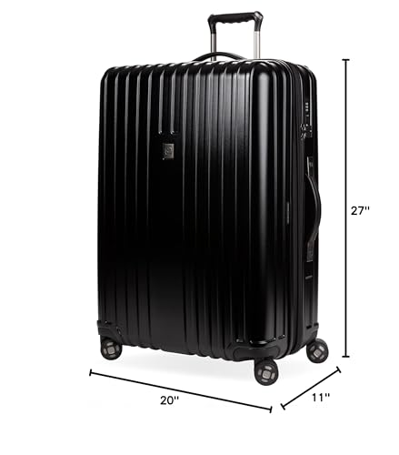 SwissGear 7910 Hardside Expandable Luggage with Spinner Wheels, TSA Lock and USB, Black, Checked-Large 27-Inch