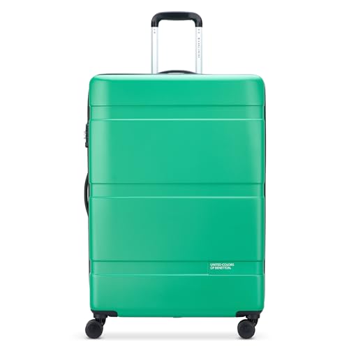 United Colors of Benetton Now! Hardside Luggage with Spinner Wheels, Green, Checked-Large 27 Inch