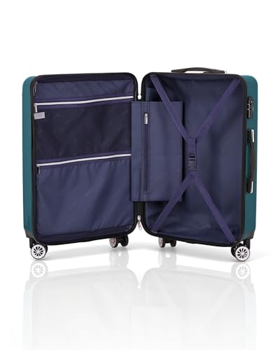 Coolife Luggage Expandable(only 28") Suitcase PC+ABS Spinner 20in 24in 28in Carry on (green new, M(24in))
