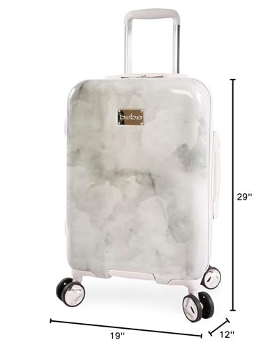 BEBE Lilah 2 Piece Set Suitcase With Spinner Wheels Luggage Set, Grey Marble