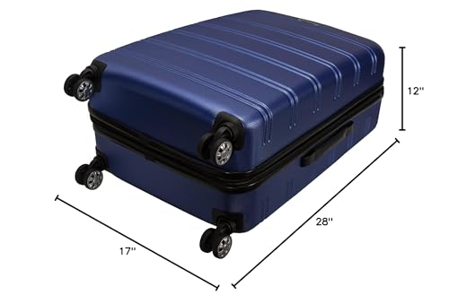 Rockland Melbourne Hardside Expandable Spinner Wheel Luggage, Checked Large 28", Blue