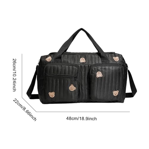 ALINUOYQ Quilted Diaper Bag Tote Cute Large Baby Bag for Mom, Hospital Bags for Labor Delivery, Weekender & Overnight Travel Duffel Bags for Women, Pañaleras para Bebe