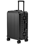 LUGGEX Carry On Luggage with Spinner Wheels, 8010S Aluminum Frame Zipperless Polycarbonate Hard Shell Suitcase (ZX-Core, Black, 21 Inch)