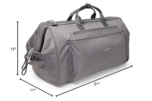 Baggallini womens Soho Duffel, Smoke Faux Python Trim, Grey US One Size