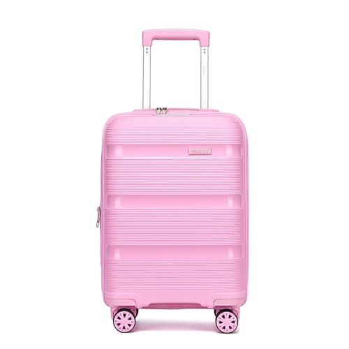 Kono Carry On Luggage 20 Inch Expandable 22x14x9 Airline Approved Hard Shell Travel Trolley 4 Spinner Wheels Lightweight Polypropylene Suitcase with TSA Lock, Pink