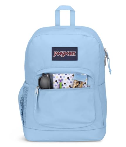 JanSport Cross Town Plus Backpack - Large Main Compartment, Side Water Bottle Pocket, 15-Inch Padded Laptop Sleeve - Blue Dusk