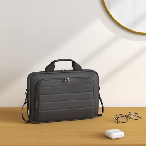 Amazon Basics 15.6 inch Laptop and Tablet Case Shoulder Bag with Compartments and Front Pocket, Black