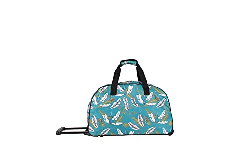 Lucas Designer Carry On Luggage Collection - Lightweight Pattern 22 Inch Duffel Bag- Weekender Overnight Business Travel Suitcase with 2- Rolling Wheels (SEA FORM) (SPIRIT)