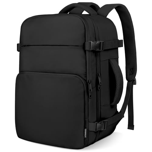 ZOMFELT Travel Backpack for Women Men, Carry on Backpack, TSA 15.6 inch Laptop Backpack Flight Approved, Personal Item Travel Bag Nurse Bag Casual Daypack for Weekender Business Trip, Black