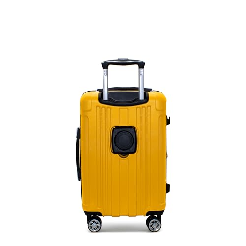 Gabbiano Bravo Expandable Hardside Suitcases with Spinner Wheels, Rolling Travel Bag Bundle, Lightweight ABS Hardshell, 3-Piece Hardside Luggage Set (Yellow, Carry-On 21")