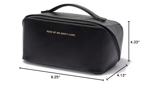 EACHY Travel Makeup Bag,Large Capacity Cosmetic Bags for Women,Waterproof Portable Pouch Open Flat Toiletry Bag Make up Bag with Divider and Handle, Gifts for Women (Black, Medium)