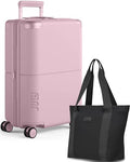 July Carry On Max Expandable - 21.5" Airline Approved Carry On Luggage with Travel Tote, Rolling Suitcase for Men & Women - TSA Lock Spinner Suitcase, Silent Wheels, Expansion Zip - Blush Pink