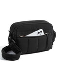 BAGSMART Cross Body Purse, Mini Crossbody Bags for Women Travel Purse, Puffy Shoulder Handbag Wallet with RFID Blocking Slots, Black-small