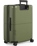 July Checked Expandable - 24.5" Airline Approved Check In Luggage with Wheels, Spinner Suitcase for Men & Women - TSA Lock Rolling Suitcase, Spinner Wheels, Expansion Zip, Y-Strap - Moss