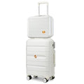 Somago 20" Carry On Luggage and 14" Mini Cosmetic Cases Travel Set Lightweight Polypropylene Suitcase with TSA Lock YKK Zipper Hardside Luggage with Spinner Wheels (2 Piece Set, Creamy White)