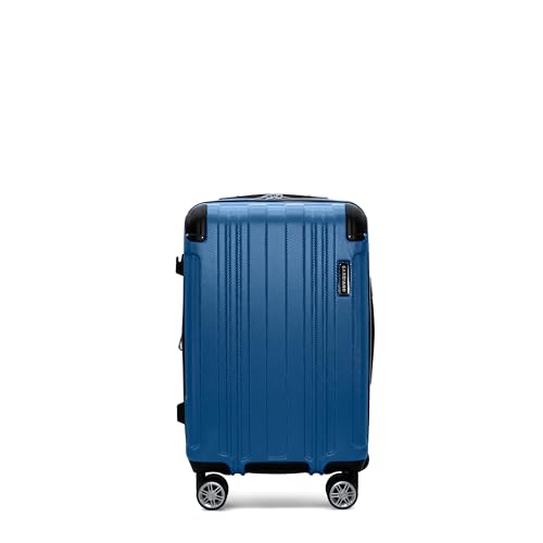 Gabbiano Bravo Expandable Hardside Suitcases with Spinner Wheels, Rolling Travel Bag Bundle, Lightweight ABS Hardshell, 3-Piece Hardside Luggage Set (Metallic Blue, Carry-On 21")