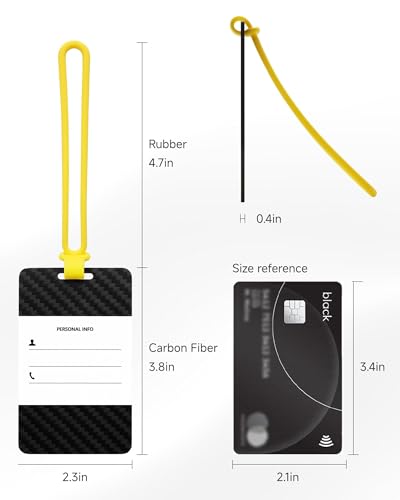 LUGGEX Luggage Tag for Suitcases - Carbon Fiber Accelerate Identification Bag Tag with Reusable Writing Panel - Waterproof & Durable, Travel Essentials（1 Pack）