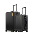 LEVEL8 20/24 Inch Zipperless 2 Piece Luggage Sets with Aluminum Frame, Lightweight Hard Shell Suitcases with Spinner Wheels, Metal Travel Luggages with Double TSA Locks, Black