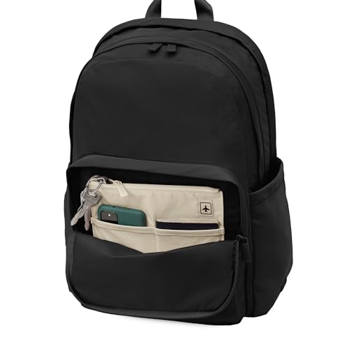 Away Featherlight Large Backpack for Travel & Work - Ergonomic Lightweight Bag with 16 Inch Laptop Sleeve, Passport Pocket & Trolley Sleeve,Jet Black