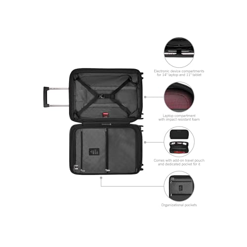 Victorinox Mythic, Freqeuent Flyer Carry-On Business, 8-Wheel Expandable Cabin Case with Vertical Quick-Access Door - Black