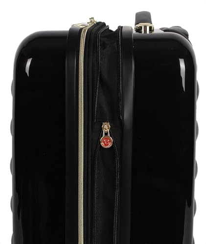 Betsey Johnson Luggage Hardside 3 Piece Set Suitcase With Spinner Wheels (20" 26" 30") (One Size, Flamingo Strut)… (Heart to Heart Black - 2)