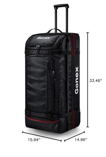 Gonex Rolling Duffle Bag with Wheels, 100L Water Repellent Large Wheeled Travel Duffel Luggage with Rollers 33 inch, Black