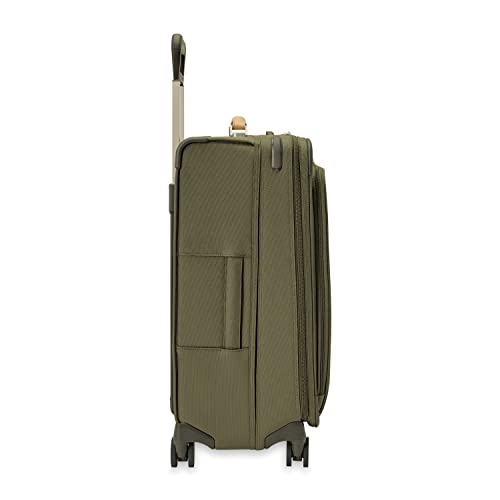 Briggs & Riley 26" Medium Expandable Spinner - Checked Luggage for Travel, Suitcases with Wheels, Softside Rolling Bag for Men & Women, Self-Repairing Zipper - Baseline Collection, Olive