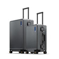 LEVEL8 20/24 Inch Zipperless 2 Piece Luggage Sets with Aluminum Frame, Lightweight Hard Shell Suitcases with Spinner Wheels, Metal Travel Luggages with Double TSA Locks, Grey